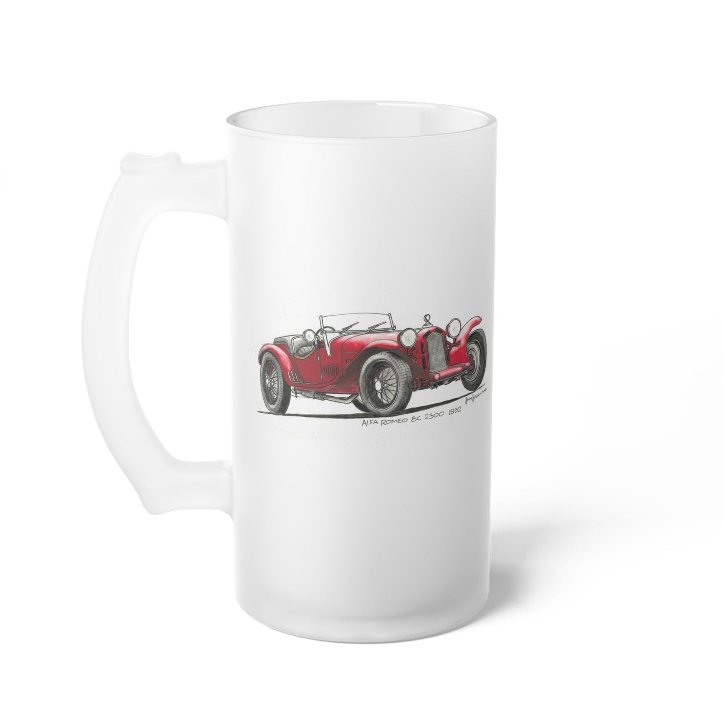 Frosted Glass Beer Mug - Alfa Romeo 8C 2300 1932